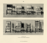 220381 Afbeelding van enkele stoelen afkomstig uit het 17e eeuwse poppenhuis, onderdeel van de collectie van het ...